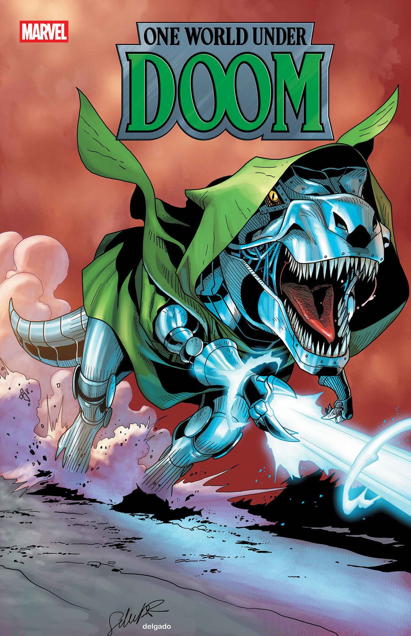 One World Under Doom #8 Salvador Larroca Doomasaur Cover