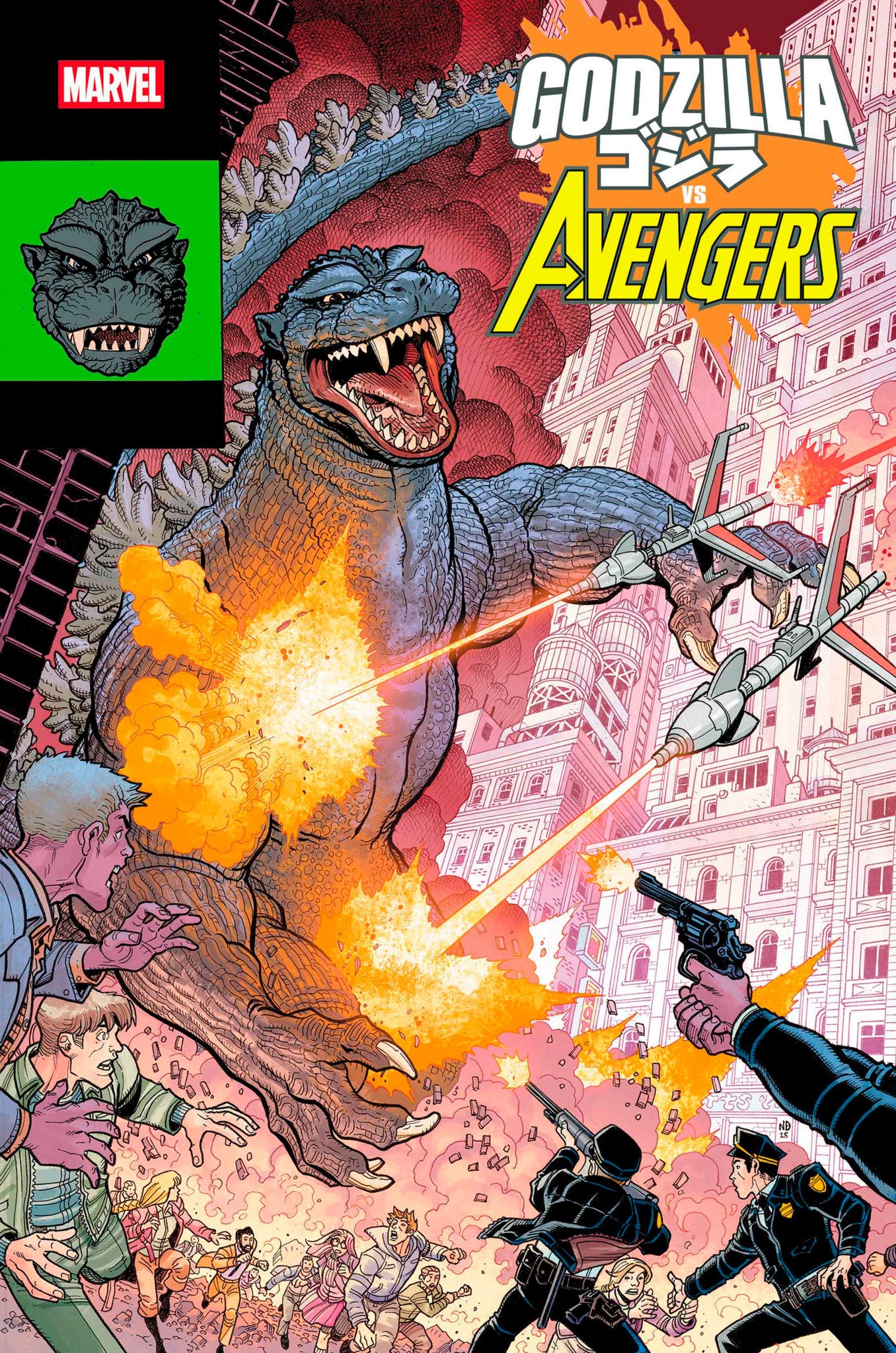 Godzilla Vs. Avengers #1 Nick Bradshaw Monster Homage Cover
