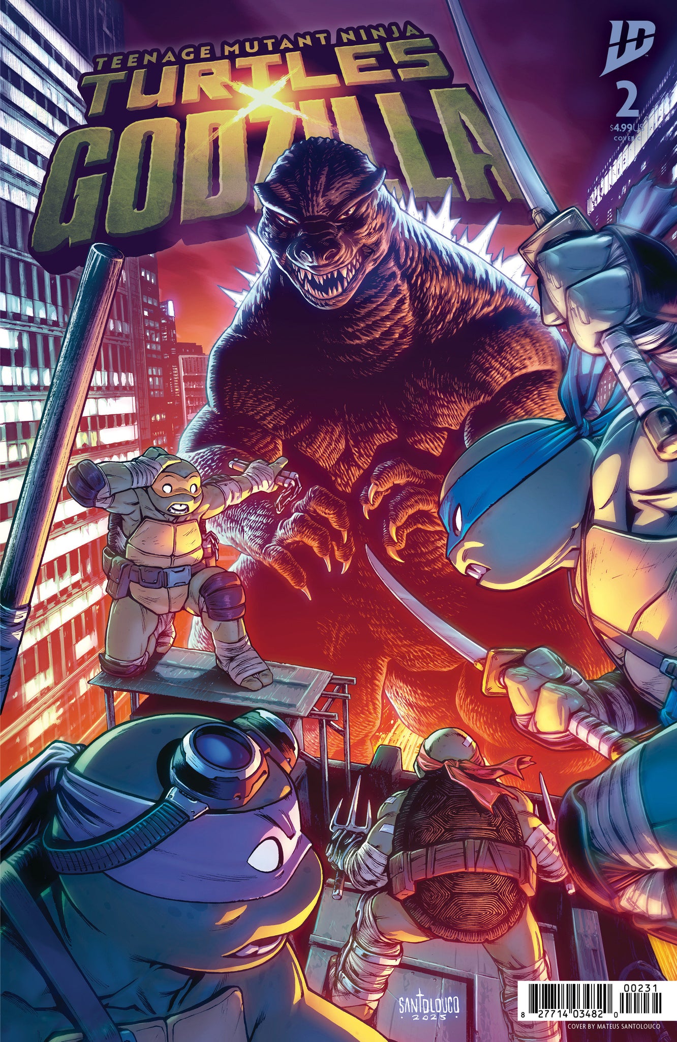 Teenage Mutant Ninja Turtles X Godzilla #2  Santolouco Cover