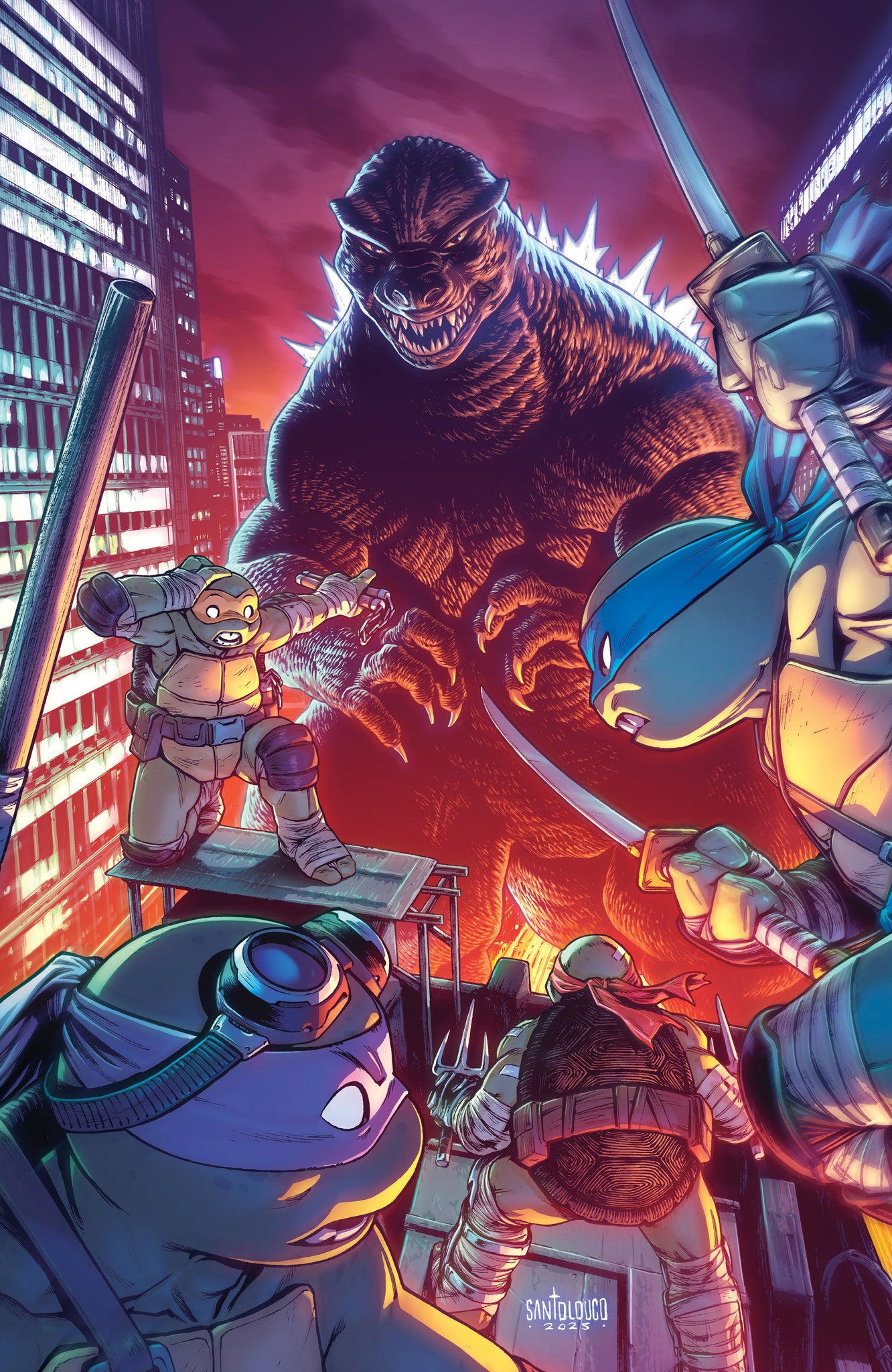 Teenage Mutant Ninja Turtles X Godzilla #2 1:25 Santolouco Variant